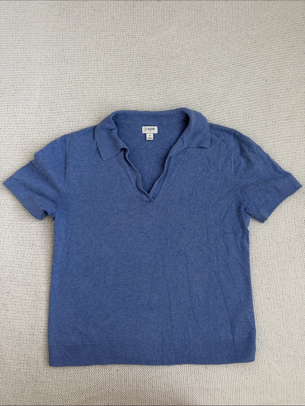 J Crew Cotton/Cashmere Short Sleeve Sweater Blue Size Small